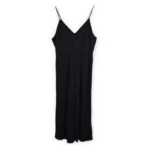 Sienna Sky Jumpsuit L Womens Black Wide Leg Modal Blend Spaghetti Strap Stretch